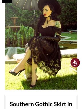 Southern Gothic Black Lace A-Line Skirt